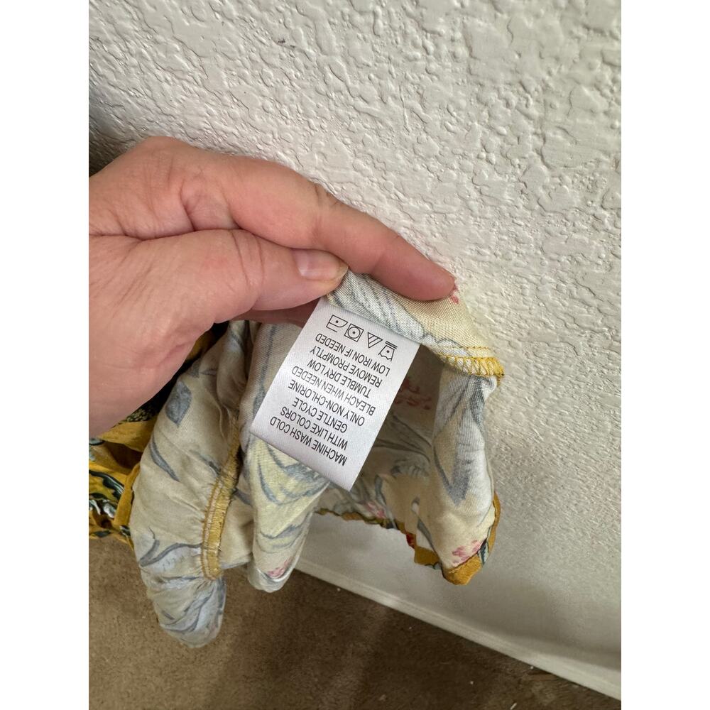 NWT Women's Long Yellow Tropical Flowy Belt Tie Dress Jumper Style Large - Picture 12 of 13